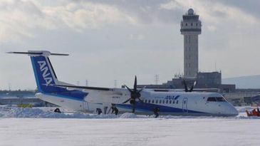 All Nippon Airways Q400 kommt von Piste ab