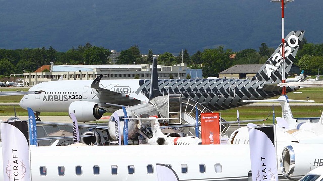 Airbus A350 XWB taxy during EBACE in GVA