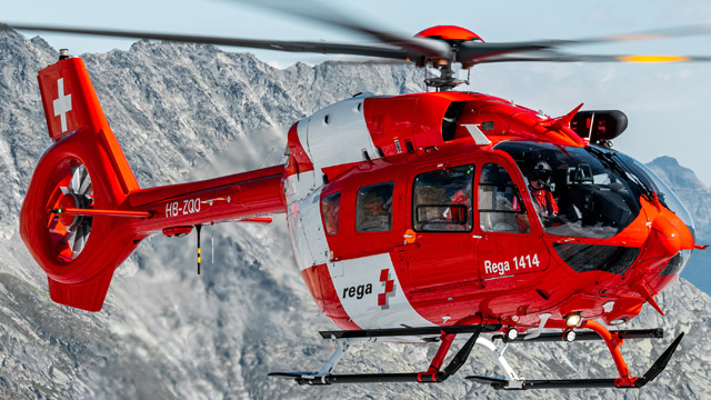 Neuster Airbus H145 Helikopter der Rega